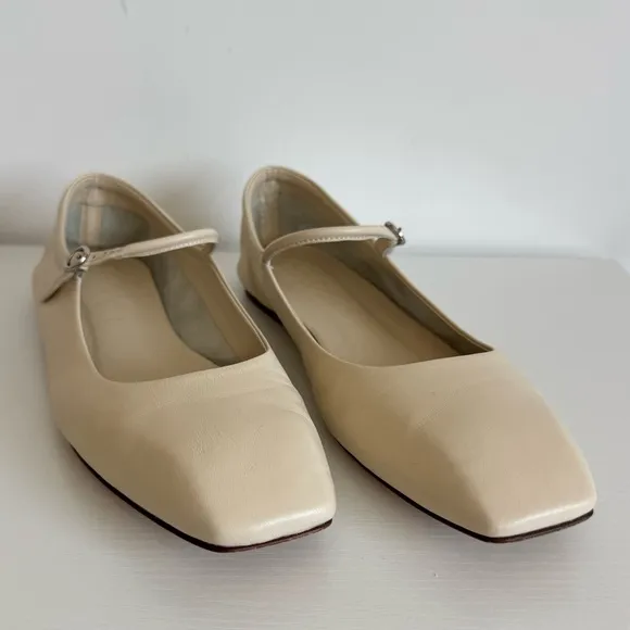 Aeyde 41 Uma White Creamy Nappa Leather Mary Jane Flats