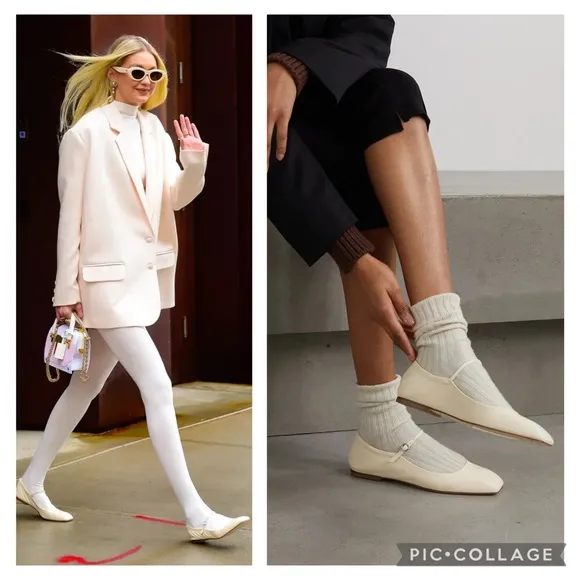 Aeyde 41 Uma White Creamy Nappa Leather Mary Jane Flats
