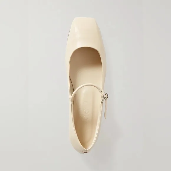 Aeyde 41 Uma White Creamy Nappa Leather Mary Jane Flats
