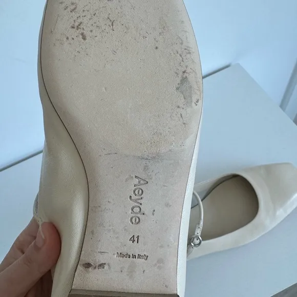 Aeyde 41 Uma White Creamy Nappa Leather Mary Jane Flats