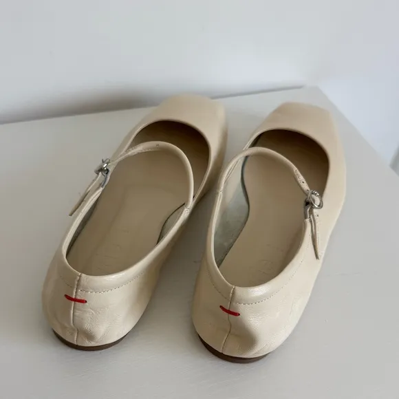 Aeyde 41 Uma White Creamy Nappa Leather Mary Jane Flats