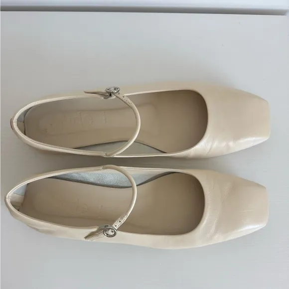 Aeyde 41 Uma White Creamy Nappa Leather Mary Jane Flats