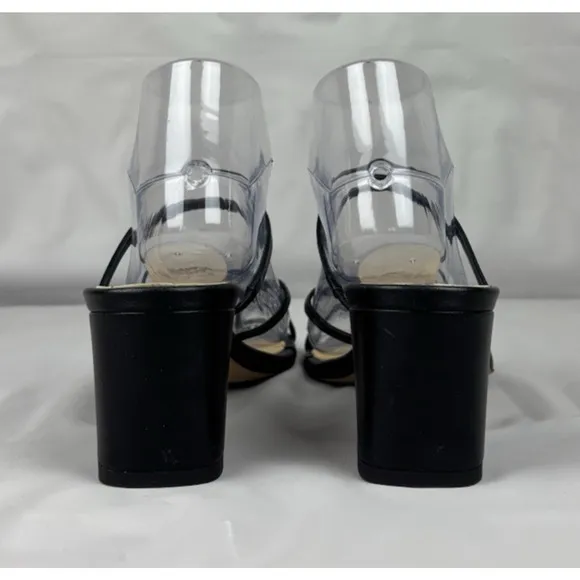 Aeyde Larissa Strappy Square Toe Sandals Size 39/8 Slip On Black Leather Italy