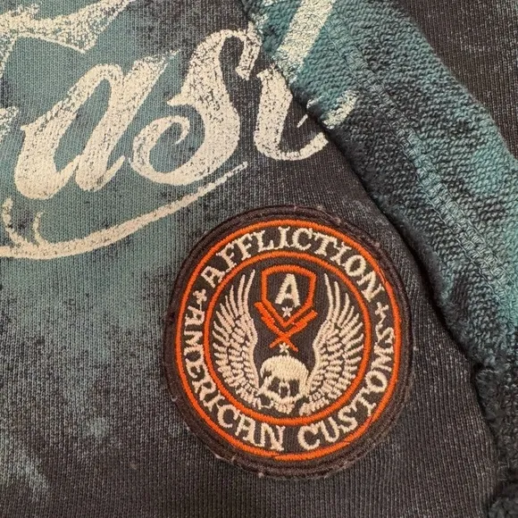 Affliction Men’s Large Zip-Up Jacket - Thick &amp; Warm with Bold Skull Graphic