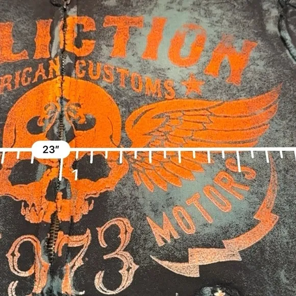Affliction Men’s Large Zip-Up Jacket - Thick &amp; Warm with Bold Skull Graphic