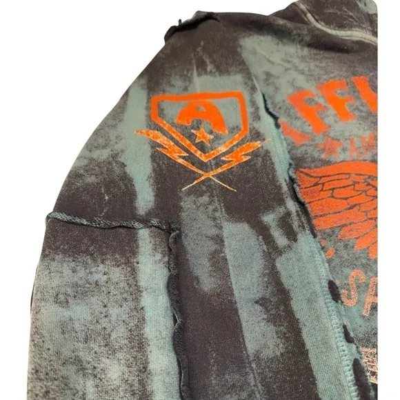 Affliction Men’s Large Zip-Up Jacket - Thick &amp; Warm with Bold Skull Graphic