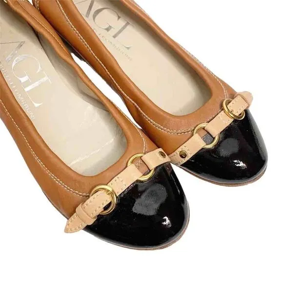 AGL ATTILIO GUISTI LEOMBRUNI Brwn Black Buckle spectator Ballet Flats 35 EU 5 US