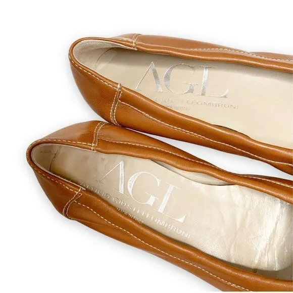 AGL ATTILIO GUISTI LEOMBRUNI Brwn Black Buckle spectator Ballet Flats 35 EU 5 US