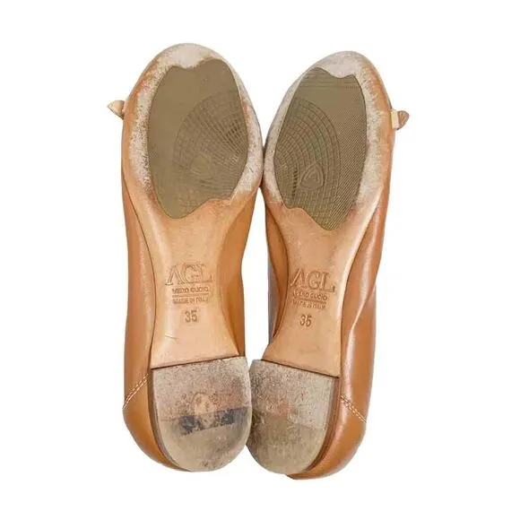 AGL ATTILIO GUISTI LEOMBRUNI Brwn Black Buckle spectator Ballet Flats 35 EU 5 US