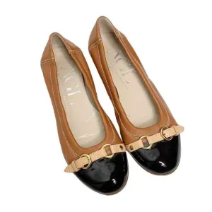 AGL ATTILIO GUISTI LEOMBRUNI Brwn Black Buckle spectator Ballet Flats 35 EU 5 US