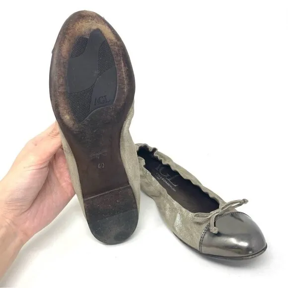 AGL Bronze Metallic Toe Cap Ballet Flats Size 40