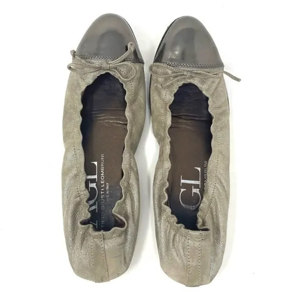 AGL Bronze Metallic Toe Cap Ballet Flats Size 40