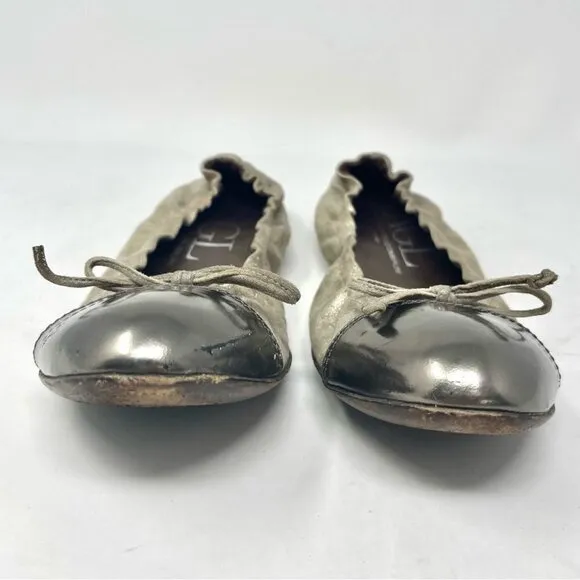 AGL Bronze Metallic Toe Cap Ballet Flats Size 40