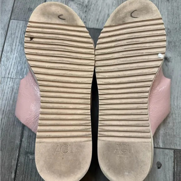 AGL Pink Sabina Leather Buckle Slide Sandals Women's 40 8.5