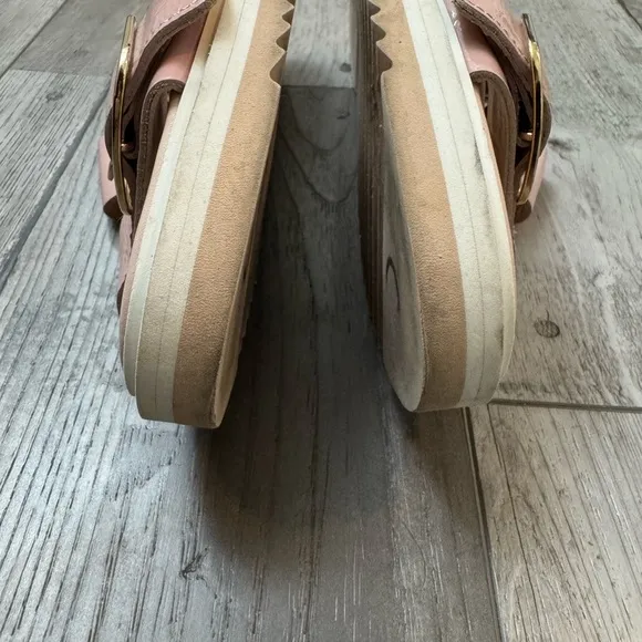 AGL Pink Sabina Leather Buckle Slide Sandals Women's 40 8.5
