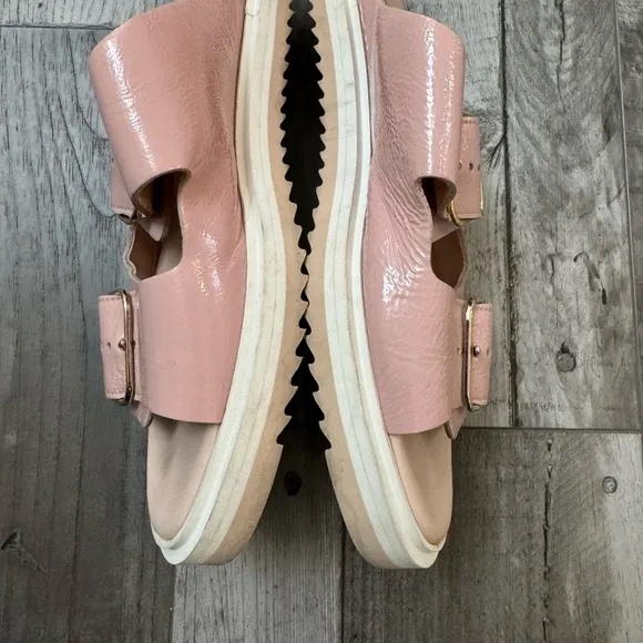 AGL Pink Sabina Leather Buckle Slide Sandals Women's 40 8.5