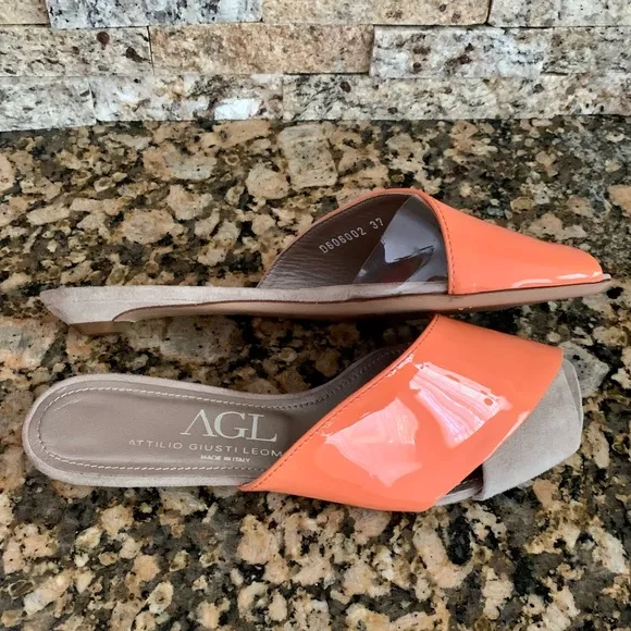 AGL suede leather slide sandals
