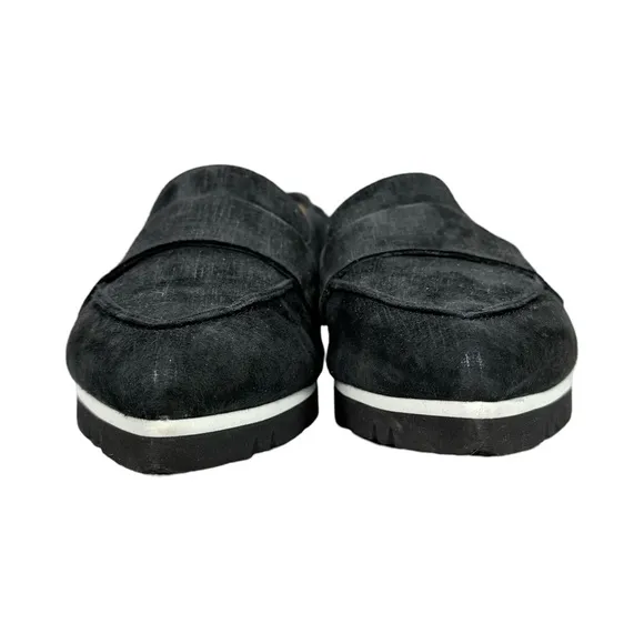 AGL Voila Black Pointed Toe Textured Suede Loafers Preppy Made In Italy