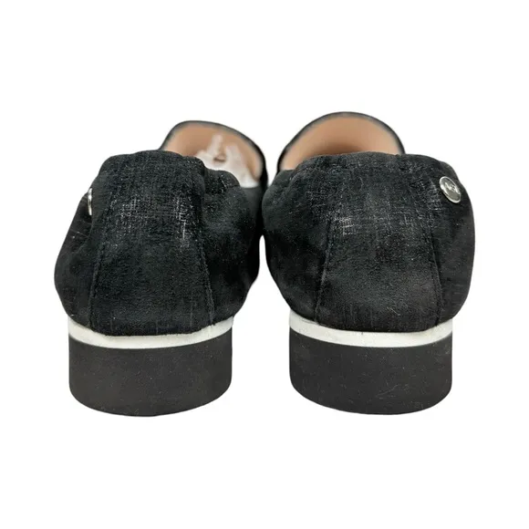 AGL Voila Black Pointed Toe Textured Suede Loafers Preppy Made In Italy