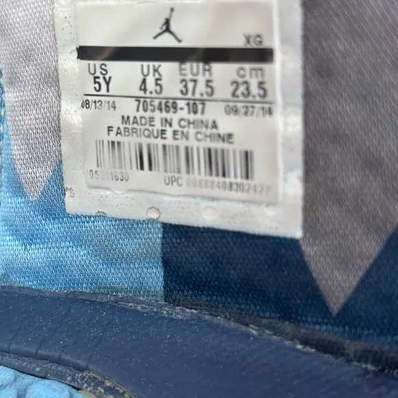 Air Jordan Hydro 7 Retro Slide GS Size 5Y ‘White University Blue’ Rare Pair