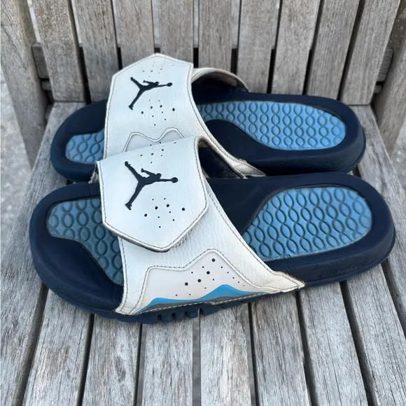 Air Jordan Hydro 7 Retro Slide GS Size 5Y ‘White University Blue’ Rare Pair