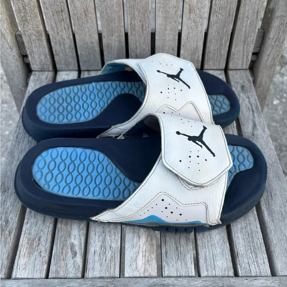Air Jordan Hydro 7 Retro Slide GS Size 5Y ‘White University Blue’ Rare Pair