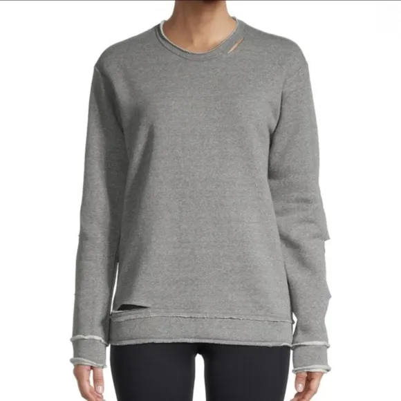 ALALA Cypher Distressed Cutout Sweatshirt Grey Women's Medium USA Made Grunge