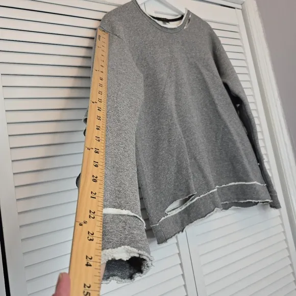 ALALA Cypher Distressed Cutout Sweatshirt Grey Women's Medium USA Made Grunge