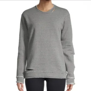 ALALA Cypher Distressed Cutout Sweatshirt Grey Women's Medium USA Made Grunge