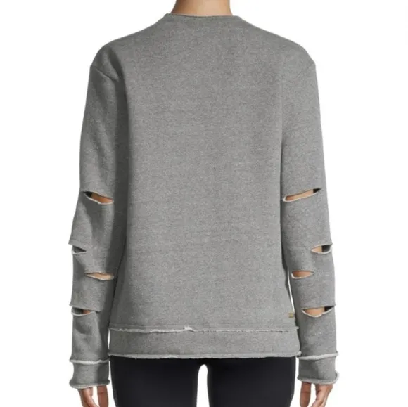 ALALA Cypher Distressed Cutout Sweatshirt Grey Women's Medium USA Made Grunge