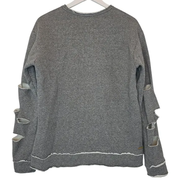 ALALA Cypher Distressed Cutout Sweatshirt Grey Women's Medium USA Made Grunge