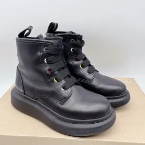 ALEXANDER MCQUEEN Hybrid Lace-up Boots BLACK/ Multi Leather Kids EU 30/ US12