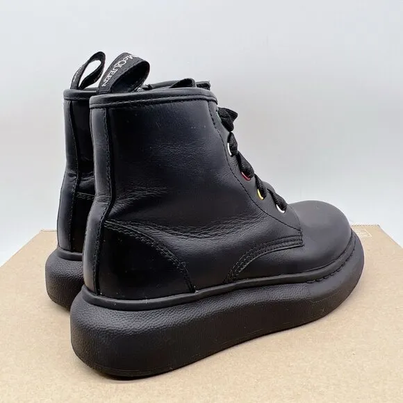 ALEXANDER MCQUEEN Hybrid Lace-up Boots BLACK/ Multi Leather Kids EU 30/ US12