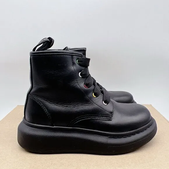 ALEXANDER MCQUEEN Hybrid Lace-up Boots BLACK/ Multi Leather Kids EU 30/ US12