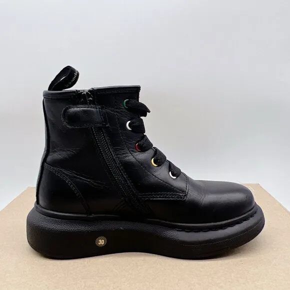 ALEXANDER MCQUEEN Hybrid Lace-up Boots BLACK/ Multi Leather Kids EU 30/ US12