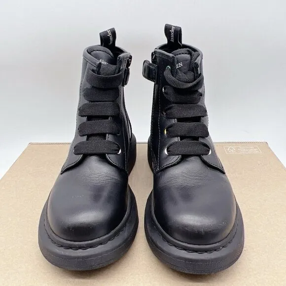 ALEXANDER MCQUEEN Hybrid Lace-up Boots BLACK/ Multi Leather Kids EU 30/ US12