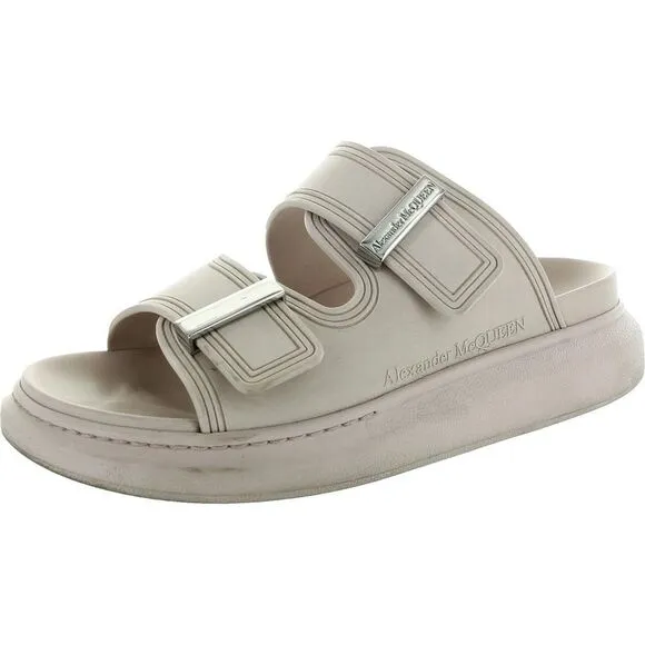 Alexander McQueen Womens Pink Cushioned Footbed Man Made Slide Sandals Used