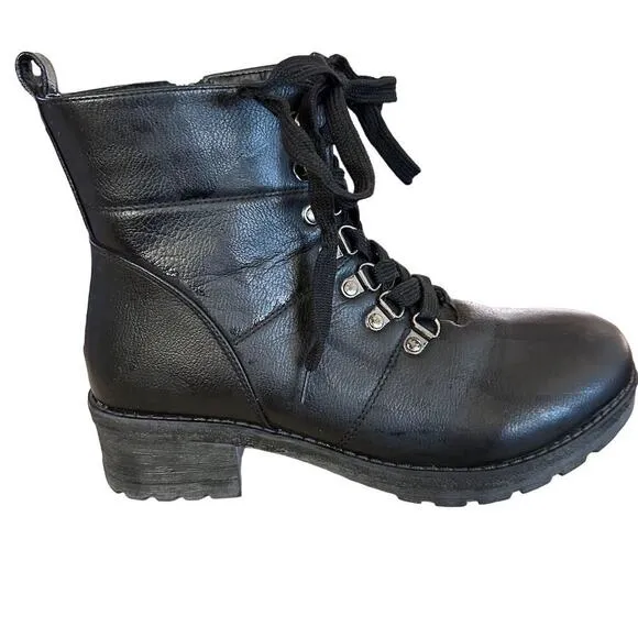 Alexis Bendel Women's Black Combat Boots Size 8.5 Lace Up Casual
