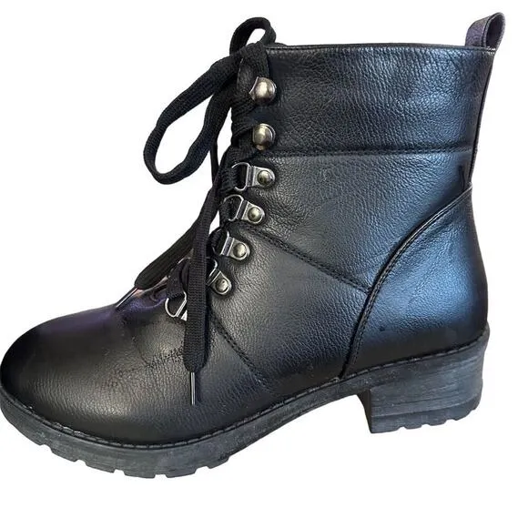 Alexis Bendel Women's Black Combat Boots Size 8.5 Lace Up Casual