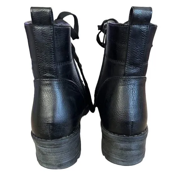 Alexis Bendel Women's Black Combat Boots Size 8.5 Lace Up Casual