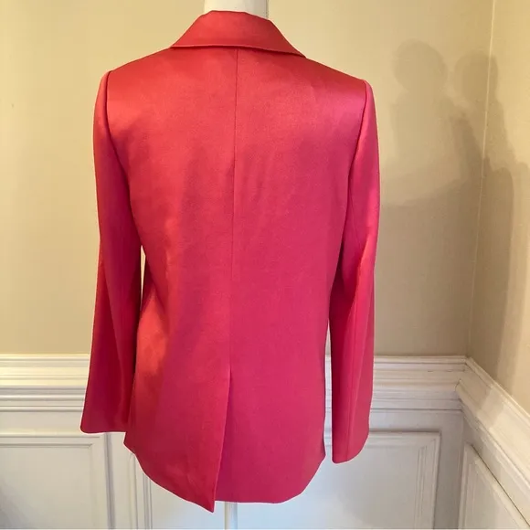 ALICE AND OLIVIA Bergen Watermelon Pink Satin Blazer Jacket NWT