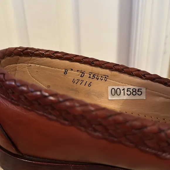 Allen Edmonds Maxfield Braided Tassel Loafers in Two-Tone Brown Leather sz 8