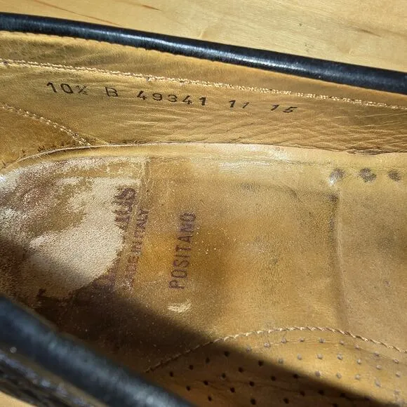 Allen Edmonds Positano Venetian Style Loafers Black  10.5 B Made in Italy Vibram