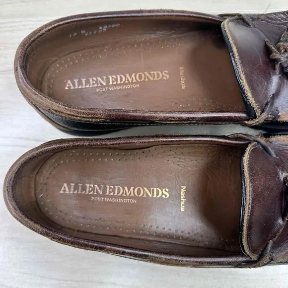 Allen Edmonds Shoes Mens 12B Brown Black‎ Leather Nashua Two Tone Tassel Loafer