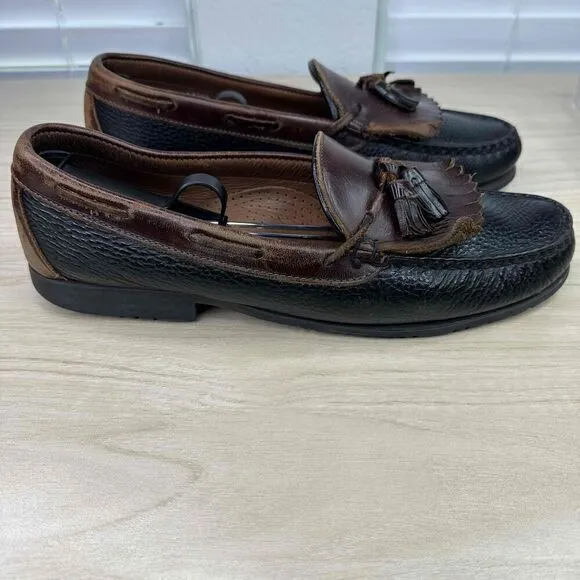Allen Edmonds Shoes Mens 12B Brown Black‎ Leather Nashua Two Tone Tassel Loafer