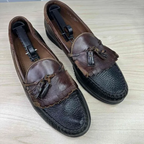 Allen Edmonds Shoes Mens 12B Brown Black‎ Leather Nashua Two Tone Tassel Loafer