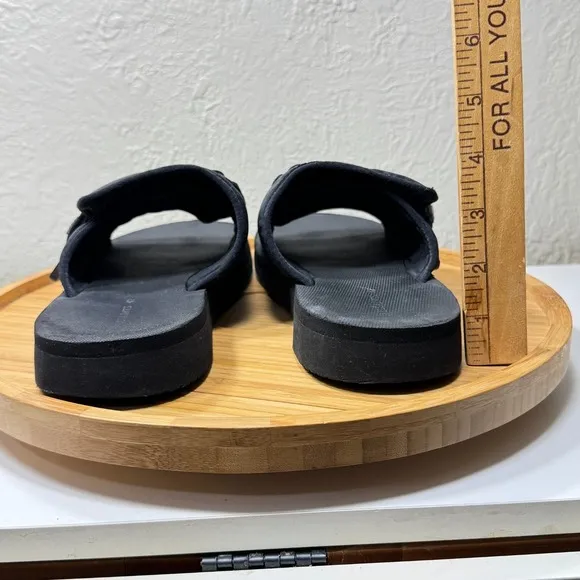 AllSaints Coleman Slip On Sandals Slides Mens 42 US 8.5 Quilted Logo Black Flats
