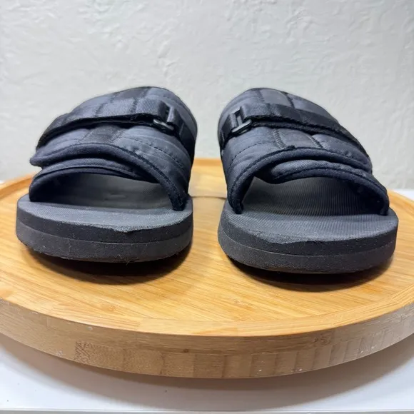 AllSaints Coleman Slip On Sandals Slides Mens 42 US 8.5 Quilted Logo Black Flats