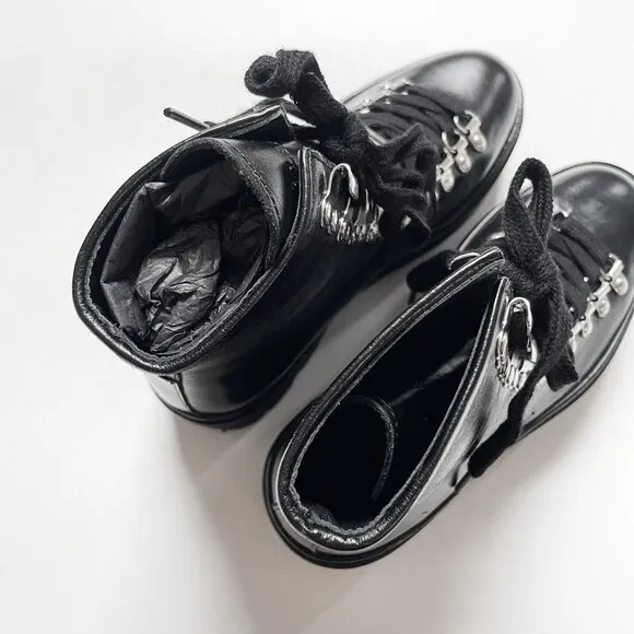 ALLSAINTS Wanda Lace Up Leather Boots Black Size 5 NEW