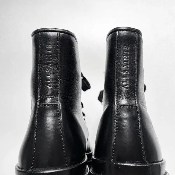 ALLSAINTS Wanda Lace Up Leather Boots Black Size 5 NEW